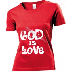 Tricou rosu femei, God is Love, marimea M